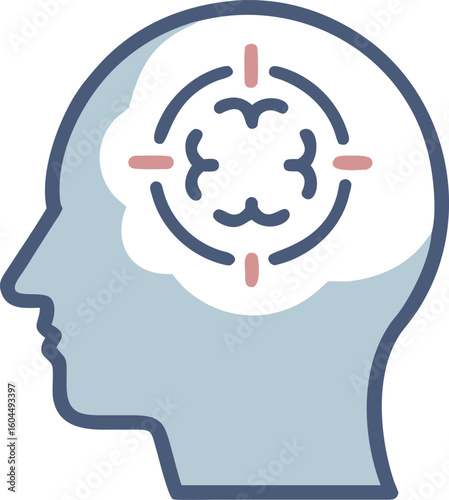 Human head profile with brain target focus