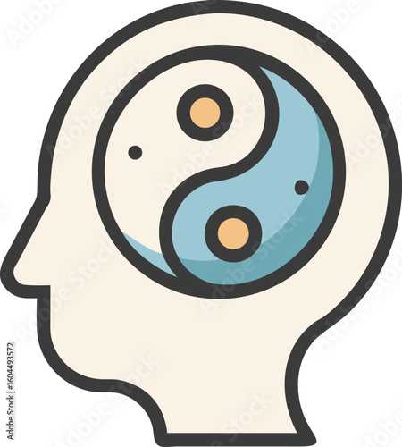 Human head with yin yang symbol vector