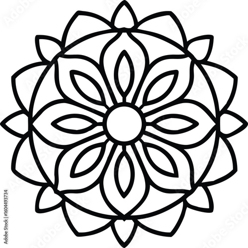 Intricate Circular Floral Pattern Silhouette mandala ornamental