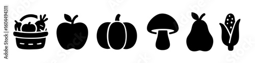 Fruits and vegetable icon. Fruit icons