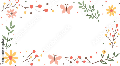 Wallpaper Mural Floral frame vector with butterfly and branch decorations for invitations and greeting cards Torontodigital.ca