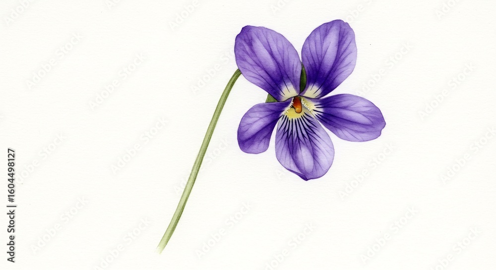 Obraz premium Violette douce lumineuse aquarelle fond blanc. AI Generated