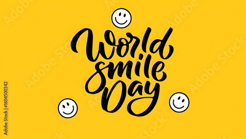 World smile day celebration with happy faces yellow