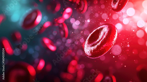 Red blood cells in a blood vessel.
