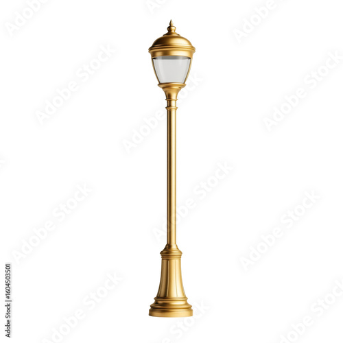 Elegant vintage street lamp post with gold detailing