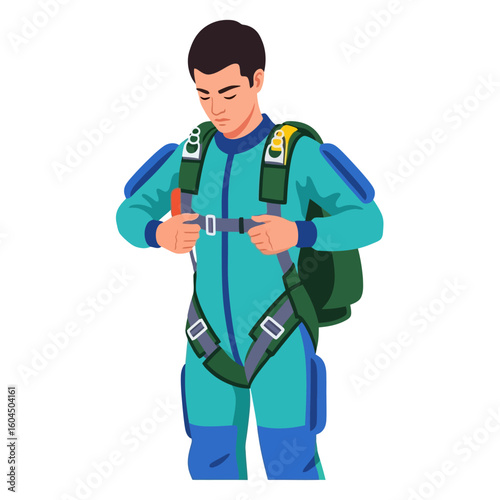 Person Preparing for Skydiving Securing Harness and Gear Before the Jump