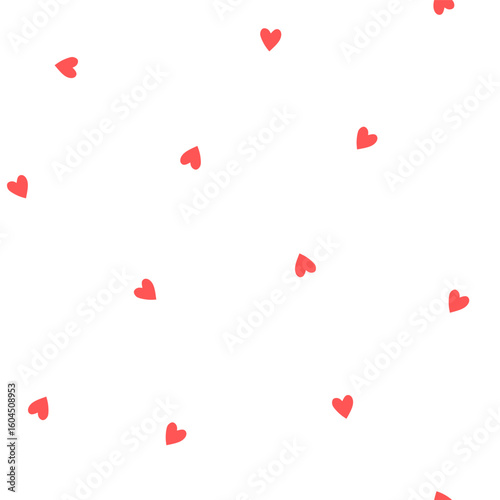 Vector illustration. Seamless pattern of red hearts on a white background. Summer romantic design for fabric, wallpaper, textile, wrapping paper, Valentine's Day background, love symbol.