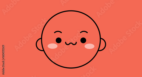 Cute Cartoon Face with Blush and Expression.