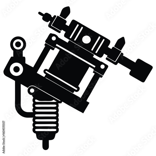 Tattoo artist element isolated coil tattoo machine on white background