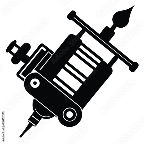 Tattoo artist element isolated coil tattoo machine on white background