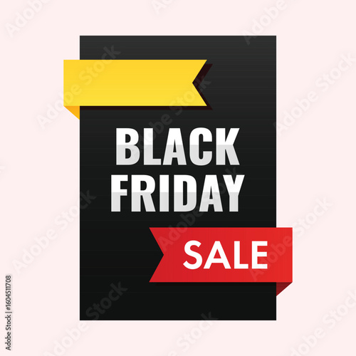 Black Friday With Sale Bookmark Ribbon Against Pink Background