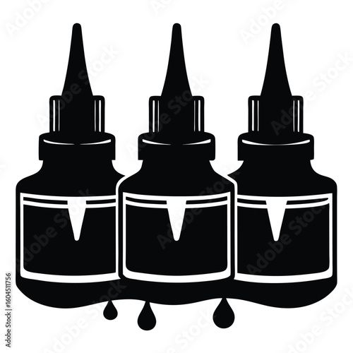 Tattoo artist element isolated color ink set on white background
