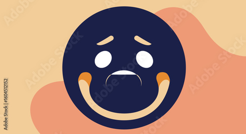 Sad Emoji Face with Dark Blue Color.