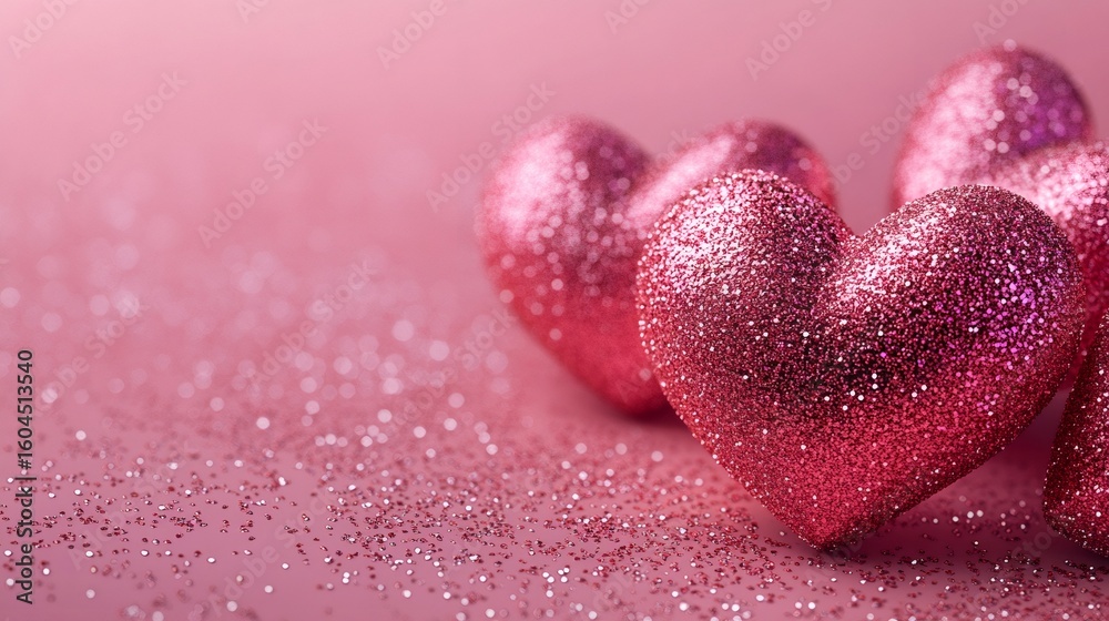 Obraz premium Pink glitter hearts celebrating valentine's day with elegance