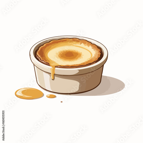 French Crème Brûlée Dessert Vector