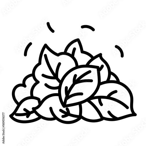 A hand drawn style icon depicting a leaf pile

Leaves, leafage, foliage, autumn, nature, environment, ecosystem, outdoor, doodle, drawing, sketchy, vector, icon 
