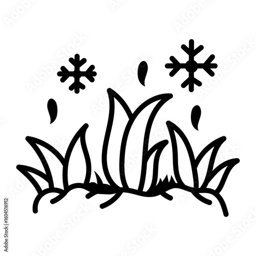 A sketchy style icon showing patches of winter grass
