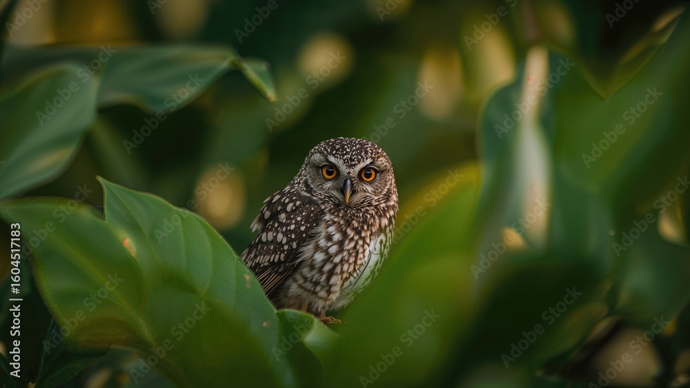 Fototapeta premium The spotted owlet, a small owl, can be found breeding in tropical Asian zones from North Pakistan to Southeast Asia.