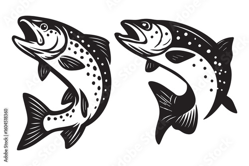 Brown trout logo bold & unique jumping fish vector