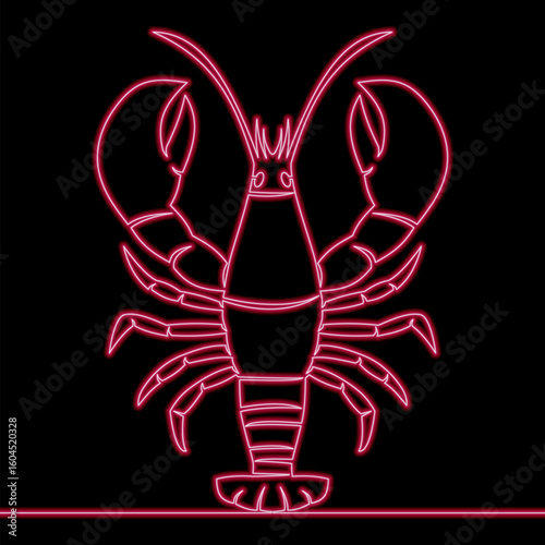 Large Lobster on Display Fresh Seafood and Gourmet icon neon glow vector illustration concept
