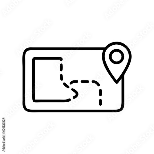 GPS navigator with route line icon in minimalistic outline style  