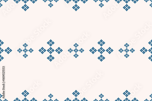 Fabric pattern traditional ethnic motif ikat geometric cross stitch.Ikat embroidery Ethnic oriental Pixel brown color label background. Abstract,vector. Texture,decor,wallpaper.