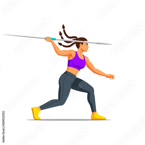 Female Athlete Preparing to Throw the Javelin During an Athletic Event