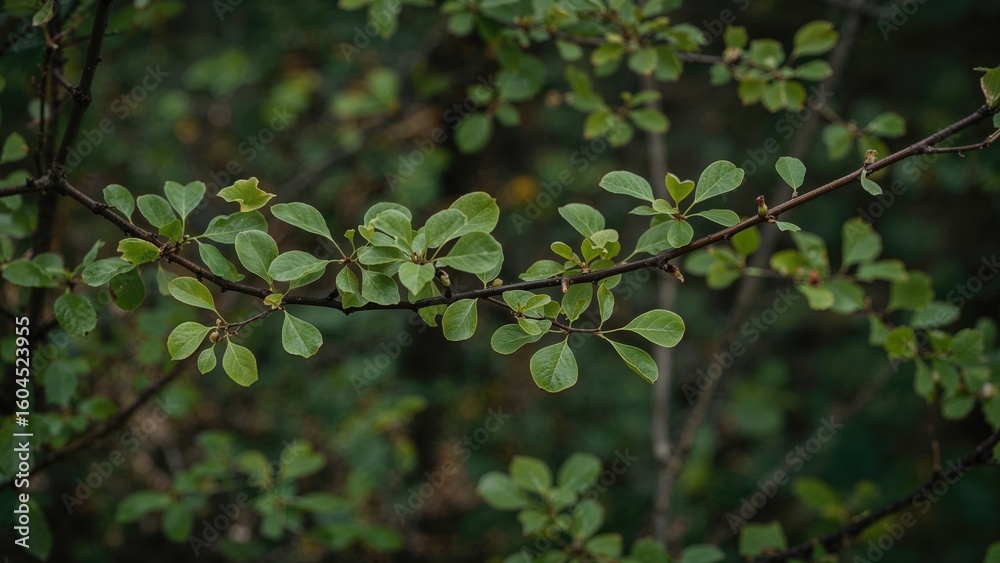 Obraz premium Tender fresh foliage emerges in the peaceful embrace of a forest, marking the onset of spring and the rebirth of nature after the cold season.