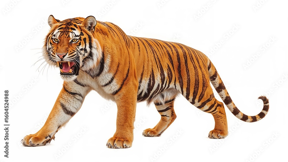 Obraz premium A fierce tiger on a clear white backdrop