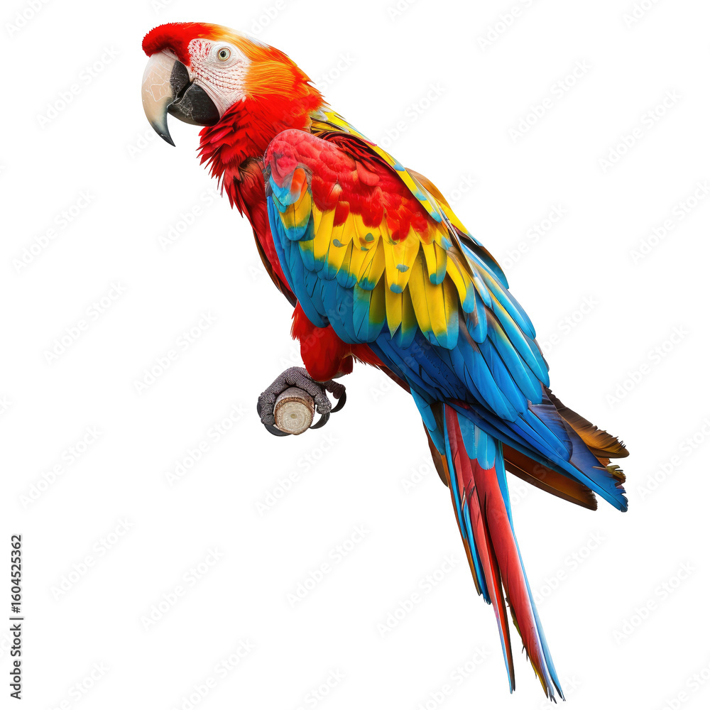 Fototapeta premium Vibrant macaw perched, colorful plumage