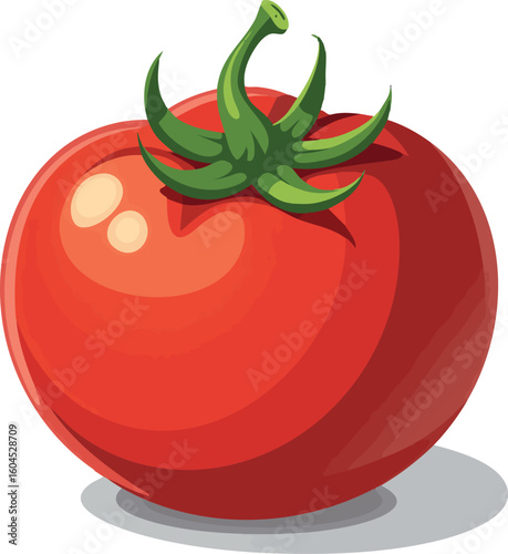 Fresh, ripe red tomato isolated on a white background, perfect for healthy eating and organic salads