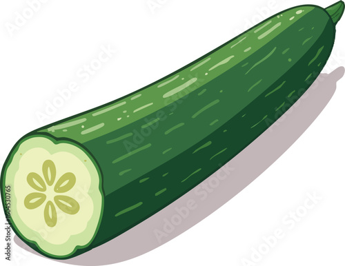 Fresh green cucumber isolated on a white background