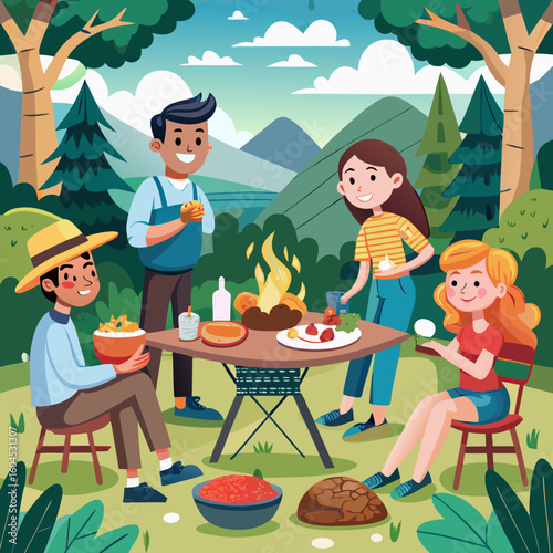 family in the garden