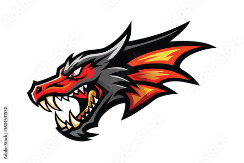 Wallpaper Mural Western Dragon Head Esports Logo for T-shirt Design - Fantasy Vector Mascot Torontodigital.ca