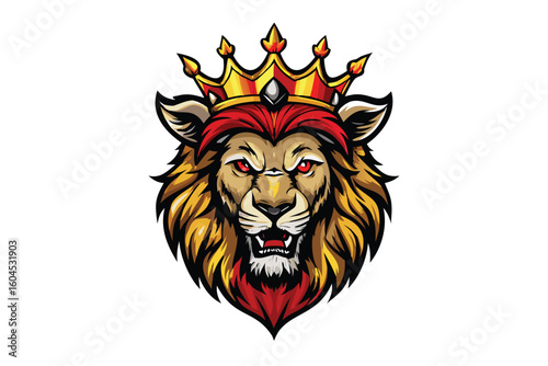 Lion with Crown Esports Logo for T-shirt Design - Royal Gaming Mascot