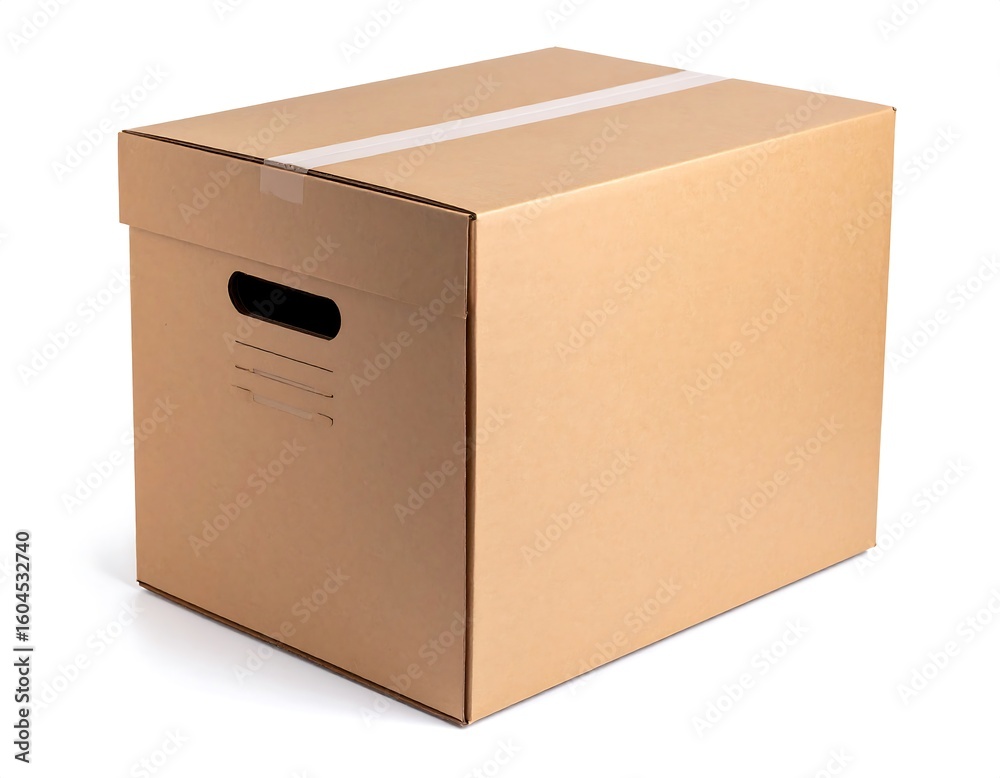 Closed cardboard box, light brown, plain Closed cardboard box, light brown, plain