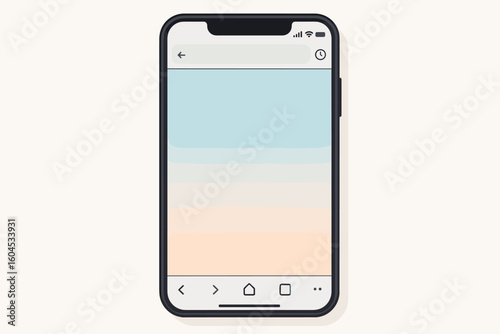 Vector phone browser mockup for UI UX design. Smartphone with blank screen for website or app presentation. Mobile device template with empty internet page for copy space.