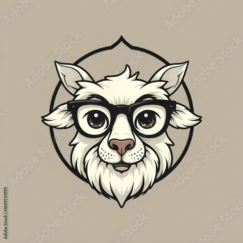 A vector illustration of a goat wearing glasses