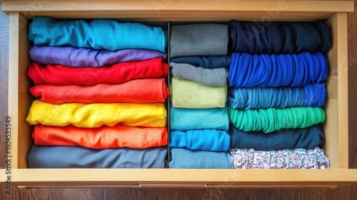 Organized clothes in a drawer