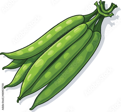 Green fresh organic pea pods isolated vector illustration