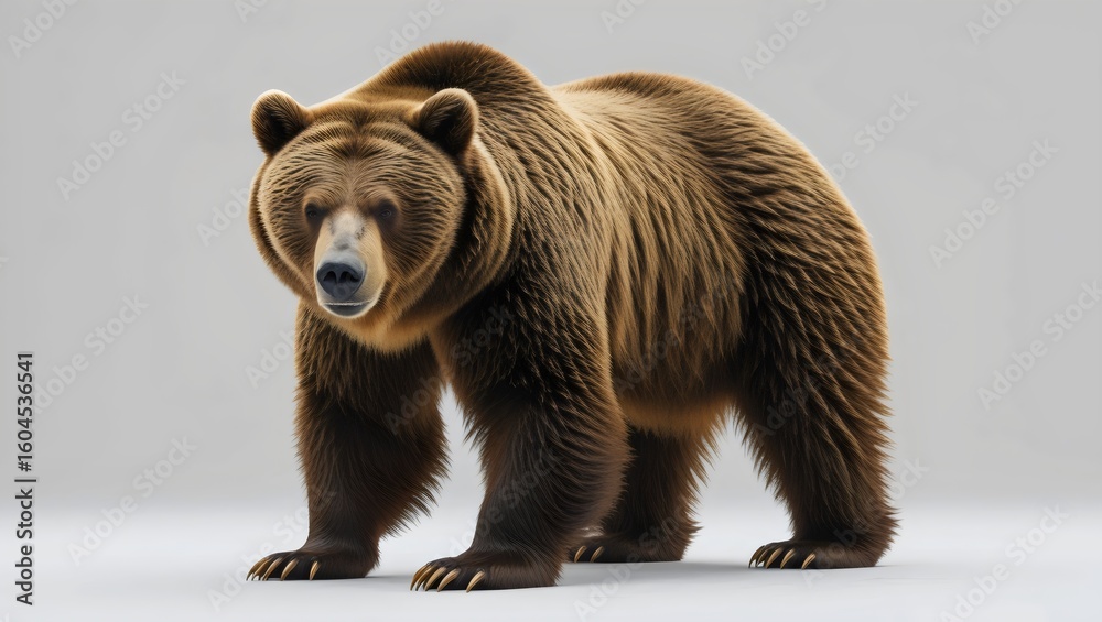 Obraz premium Grizzly Bear Standing on White Background