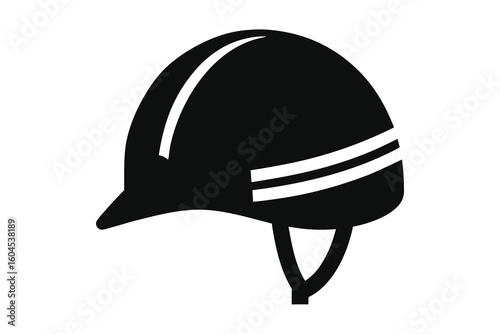 Equestrian Helmet Icon Black and White Design for Equestrian Sport and Safety Equipment Graphics