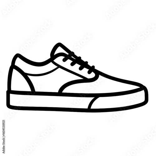 Outline Skate Shoe Icon Vector - Casual Sporty Footwear Graphic