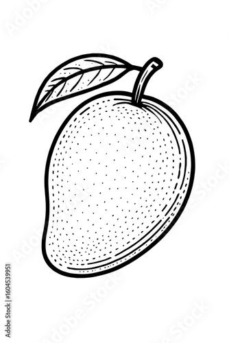 Detailed Mango Fruit Engraved Outline - Vintage Style Tropical Produce Icon