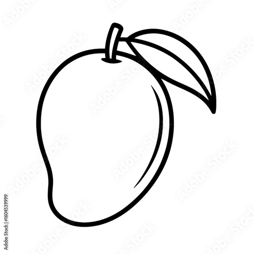 Simple Whole Mango Fruit Outline - Fresh and Healthy Tropical Produce Icon