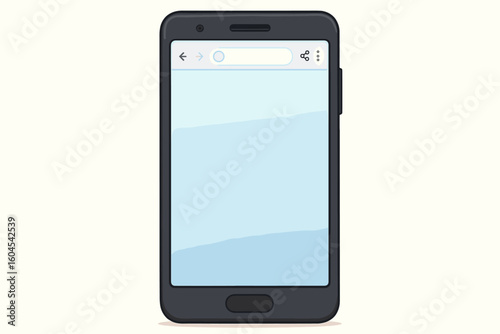 Smartphone web browser mockup with blank gradient screen, modern mobile phone template for app/site interface presentation, cartoon vector illustration isolated on white background