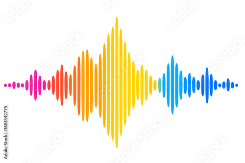 Abstract digital equalizer sound wave vector illustration. Colorful music audio spectrum. Voice signal, frequency pulse waveform graphic on a transparent background concept.