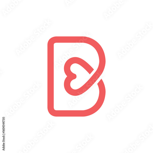 b letter heart vector abstract modern logo