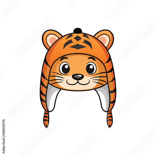 A fierce striped tiger, a wild feline predator, is a powerful mammal illustration perfect for any nature or zoo-themed vector art
