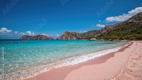 Fototapeta Naklejka Na Ścianę i Meble -  Spectacular coast covered in unique pink sand